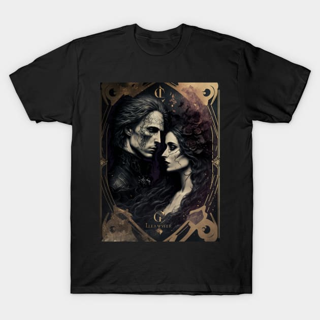 Goth Style Tarot Lovers T-Shirt by Obotan Mmienu